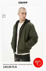 Cropp gazetka tydzień 42 Strona 5: Oliwkowa kurtka bomber z dzianinowym kapturem Cropp €249,99