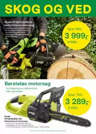 Felleskjøpet kundeavis Side 6: SKOG OG VED Ryobi RY36CSX40D-0 batteridrevet motorsag God til skog og krevende arbeid ..40 cm