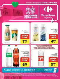 Carrefour Express gazetka tydzień 42 Strona 1: Napój kawowy Starbucks €7,99, Napój gazowany Coca-Cola, Fanta, Sprite €6,99