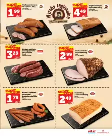 Topaz Express gazetka tydzień 42 Strona 9: Szynka z komina / zady miona Pekpol €2,99, Kiełbasa Schabowa Pekpol €1,79