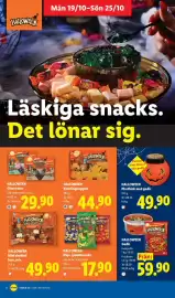 Lidl reklamblad vecka 43 Sida 10: Halloween majs-/potatisnacks €17,90, Halloween Kycklingnuggets €44,90
