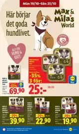 Lidl reklamblad vecka 43 Sida 14: Max & Mila's World Paté €19,90, Max & Mila's World Hund-snacks €22,90