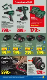 Lidl reklamblad vecka 43 Sida 18: Ultimate speed däckpåse, set €129,00, Parkside hylsnyckelsats med spärrhandtag €179,00