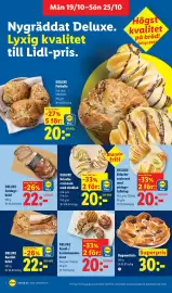 Lidl reklamblad vecka 43 Sida 4: Lidl Deluxe Kanel-/kardemumma-knut €20,00, Lidl Deluxe Rustikt bröd €22,00