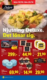 Lidl reklamblad vecka 43 Sida 8: Deluxe lufttorkad skinka €299,00, Deluxe miniglassdessert €14,90