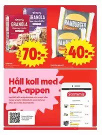 ICA Nära reklamblad vecka 42 Sida 11: Ica hamburgerost €40,00, Ica granola €70,00