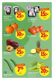 Nya Pulsen reklamblad vecka 42 Sida 6: Röda druvor kärnfria €25,00, Hel pumpa €10,00