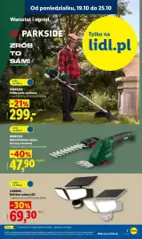Lidl gazetka tydzień 43 Strona 7: Parkside - Akumulatorowe nożyce do trawy i krzewów €47,90