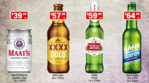 Liquor Stax catalogue week 41 Page 2: XXXX Gold €57,99, Stella Artois €59,99