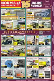 Norma Prospekt woche 43 Seite 1: Kellerschacht-Schutzgitter PROFI €22,99, KRAFT Scherenhubtisch €199,00