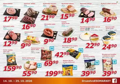 ESO MARKET leták Strana 3: Knedlíky s jahodovou náplní €39,90, Nowaco játrové knedlíčky €39,90
