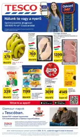 Tesco akciós újság hét 42 Oldal 1: Friss magyar csirkecomb €769,00, Banán €379,00