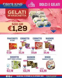 Volantino Fish's King Pagina 7: Cornetto Soft €3,29, Magnum bomboniera classica €3,79