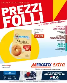Volantino Mercatò Extra Pagina 1: DAL 12 AL 21 OTTOBRE 2026 PREZZI FOLLI MULINO BIANCO Macine con Panna Fresca 100% Italiana