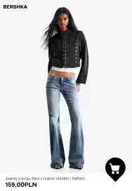 Bershka gazetka tydzień 42 Strona 8: Jeansy o kroju flare z niskim stanem i haftem Bershka €159,00