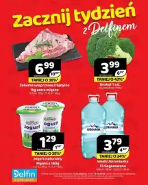 Delfin gazetka Strona 1: Woda niegazowana Ustronianka €3,79, Żeberka wieprzowe trójkątne extra mięsne €6,99