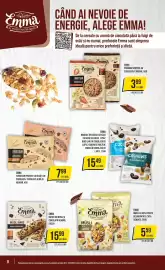 Catalog Mega Image săptămâna 42 Pagină 8: Emma müsli €5,59, Emma migdale în ciocolată albă cu nucă de cocos €15,49