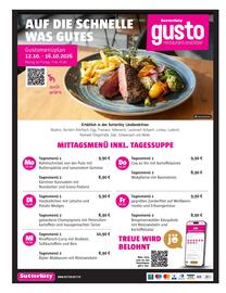 Sutterlüty Flugblatt Seite 8: AUF DIE SCHNELLE WAS GUTES Gustomenüplan 12.10. - 16.10.2026 Montag bis Freitag, 11 bis 14 Uhr