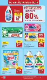 Catalogue ALDI semaine 43 page 20: ARIEL LESSIVE LIQUIDE €7,79, OMO LESSIVE DOSE €2,79