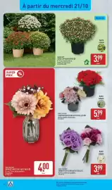 Catalogue ALDI semaine 43 page 30: HOME CREATION BOUQUET ARTIFICIEL AVEC VASE €4,00, GARDENLINE GROS CHRYSANTHÈME €3,99