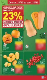 Catalogue ALDI semaine 43 page 5: Du mar. 20/10 au sam. 24/10 LES CLIENTS ALDI PAYENT LEURS FRUITS ET LÉGUMES EN MOYENNE 23%