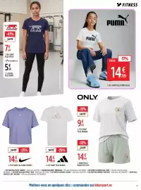 Catalogue Intersport page 9: ONLY TEE-SHIRT FILLE KOGREX €9,99, ADIDAS TEE-SHIRT FILLE €14,99