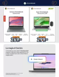 Volantino Unieuro Pagina 4: Acer Chromebook CBOA3141HC39R €299,90, Lenovo Chromebook 83SX0043IX €269,90