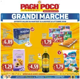 Volantino Paghi Poco Pagina 1: Croissant Farciti BAULI €1,29, Cialde compostabili caffè Borbone miscela Decisa €6,89
