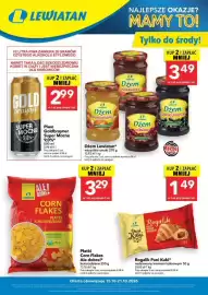 Lewiatan gazetka tydzień 42 Strona 1: Dżem Lewiatan truskawkowy €3,49, Płatki Corn Flakes Ale Dobre! kukurydziane €3,29