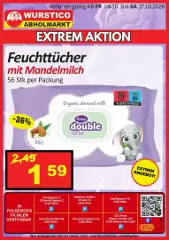 Wurstico Flugblatt Seite 4: Feuchttücher mit Mandelmilch €1,59