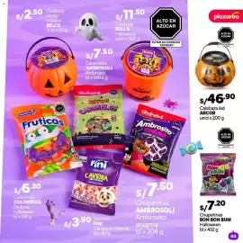 Catálogo Plaza Vea Página 3: Arcor calabaza led €46,90, Bon Bon Bum chupetines halloween €7,20