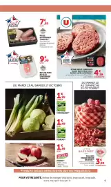Catalogue U Express page 9: U Steak hache charolais €4,59, TRADIVAL Roti de porc €9,99