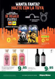 Folleto HiperDino Página 7: Demuerte - vino tinto o blanco €9,95, Fanta - refresco naranja zero o limón zero €0,79