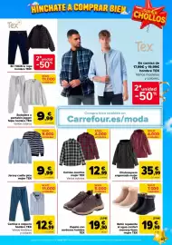 Folleto Carrefour Página 63: TEX zapato con cordones hombre €19,90, Camisa cuadros mujer TEX €12,99
