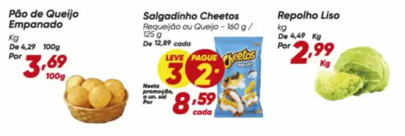 Tabloide Dia Página 8: Cheetos - salgadinho €8,59, De - repolho liso €2,99