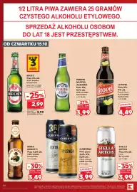 Kaufland gazetka tydzień 42 Strona 50: Piwo bezalkoholowe Peroni Nastro Azzurro €3,99, Piwo 4,6% alk. Gubernija €3,99