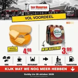 Ter Huurne Holland Markt folder Pagina 1: Gouda Jong €4,98, Grolsch Herfstbok €3,99