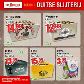 Ter Huurne Holland Markt folder Pagina 14: Birra Moretti Pilsner €14,99, Peroni Nastro Azzurro €3,99