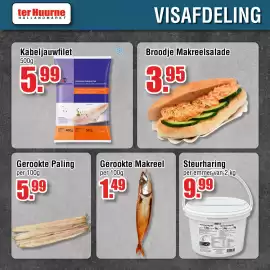 Ter Huurne Holland Markt folder Pagina 8: Steurharing €9,99, Broodje Makreelsalade €3,95