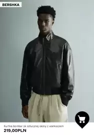 Bershka gazetka tydzień 42 Strona 9: Kurtka bomber ze sztucznej skóry z warkoczem Bershka €219,00