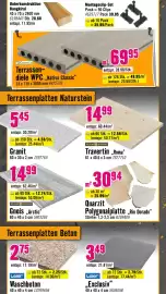 Hornbach Flugblatt Seite 3: Flair Stone Gneis „Arctic“ €14,99, Quarzit Polygonalplatte „Rio Dorado“ €25,99