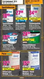 Hornbach Flugblatt Seite 9: Knauf Spachtelmasse Uniflott Finish €19,98, Modulan Feinspachtelmasse „Superfinish 452“ €24,99