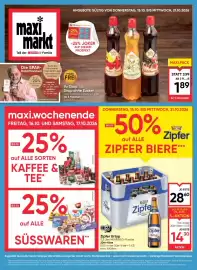 Maximarkt Flugblatt woche 42 Seite 1: Zipfer Urtyp €14,30, Yo Sirup €1,89