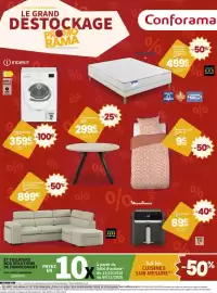 Catalogue Conforama page 1: Moulinex Airfryer €89,99, Power Parure €9,99