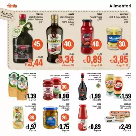Volantino Famila Pagina 14: Dante olio extravergine di oliva €5,34, Neri Olive Verdi Bella di Cerignola €3,75