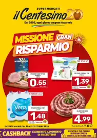 Volantino Il Centesimo Pagina 1: Acqua naturale Vera €1,48, Mozzarella Nonna Tita €1,39