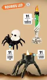 Catalogue Zoé Confetti page 8: Le chandelier 3 têtes led €4,99, La pierre tombale €1,29