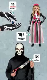 Catalogue Zoé Confetti page 18: Le chapeau adulte de sorcière avec plumes et voile €6,99, Le serre- tete diadéme €1,49