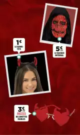 Catalogue Zoé Confetti page 21: Les bijoux adhésifs visage €1,99, Le masque avec voile €4,99