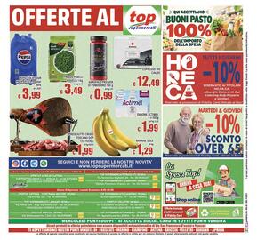 Volantino Top Supermercati Pagina 20: Findus Piselli Novelli €3,49, Garofalo passata di pomodoro €0,99
